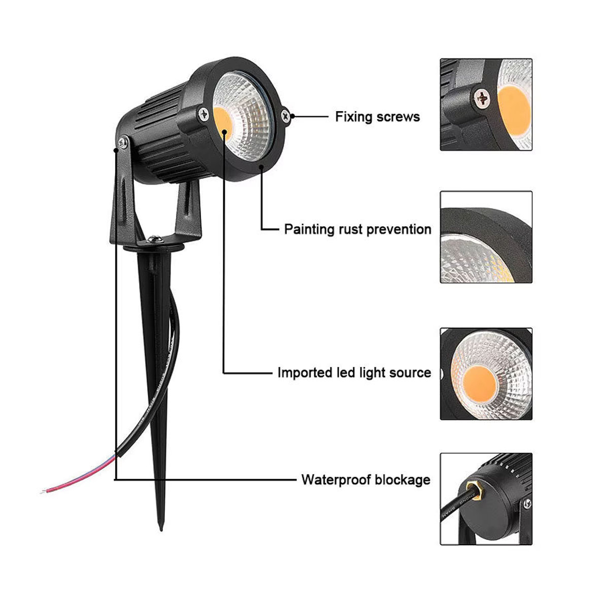 CTEEATE LED COB Garten Wegeleuchte Schwarz Warmweiß 3000K Minimalistisch - Bild 2