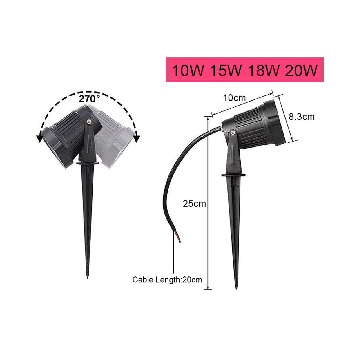 CTEEATE LED COB Garten Wegeleuchte Schwarz Warmweiß 3000K Minimalistisch - Bild 3