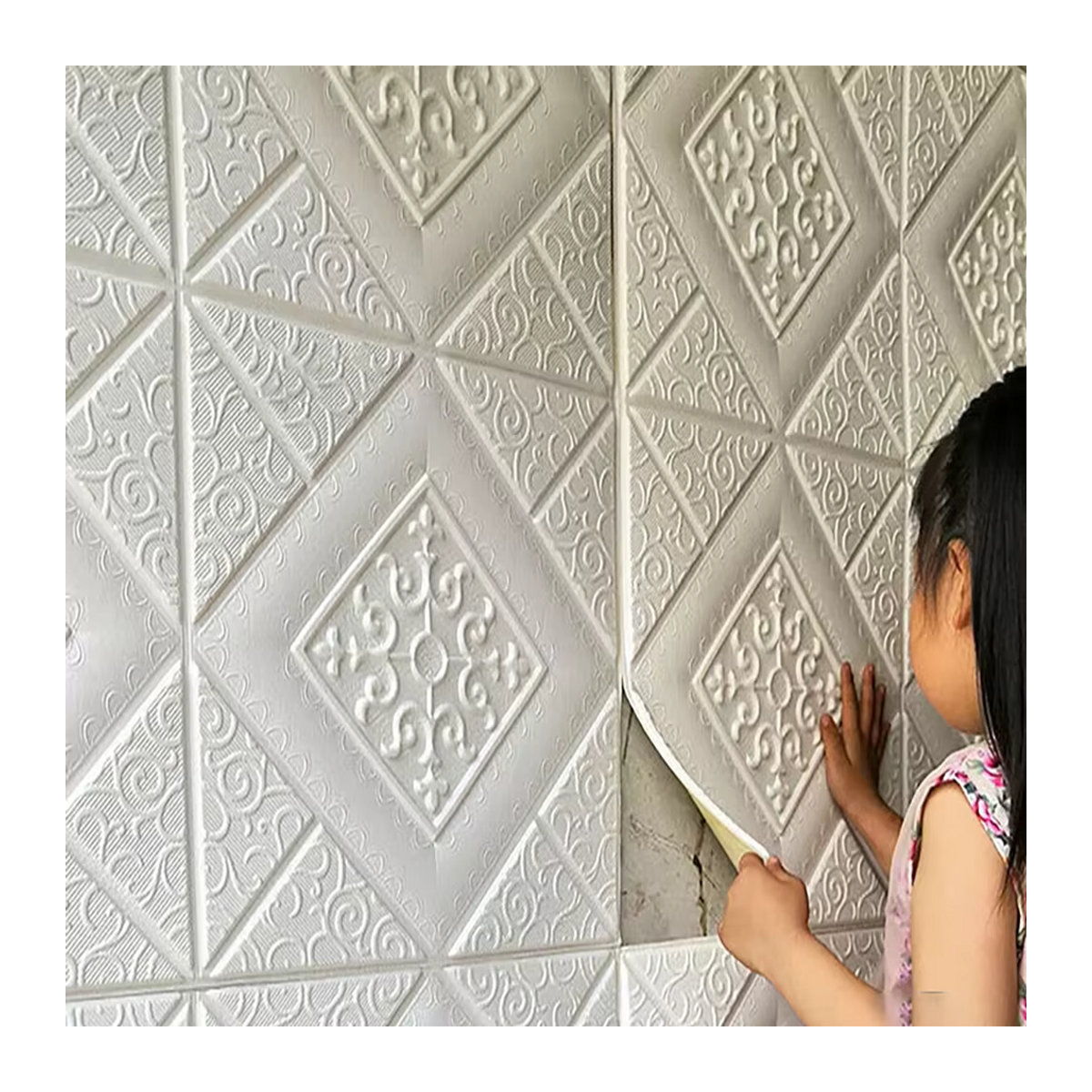 CTZSOOP 3D Wandpaneel Selbstklebend Weiß Geometrisch Klassisch B/B: 35 x 35 cm - Bild 3