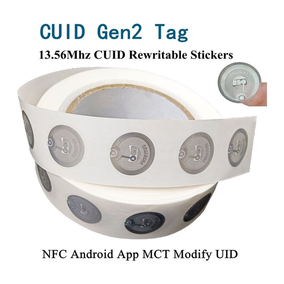 CUID Tag Gen2 NFC Clone Token von YEVERAXIN, 13,56 MHz 1K S50 RFID elektronischer wiederbeschreibbarer Aufkleber, Farbe: Weiß - Bild 1