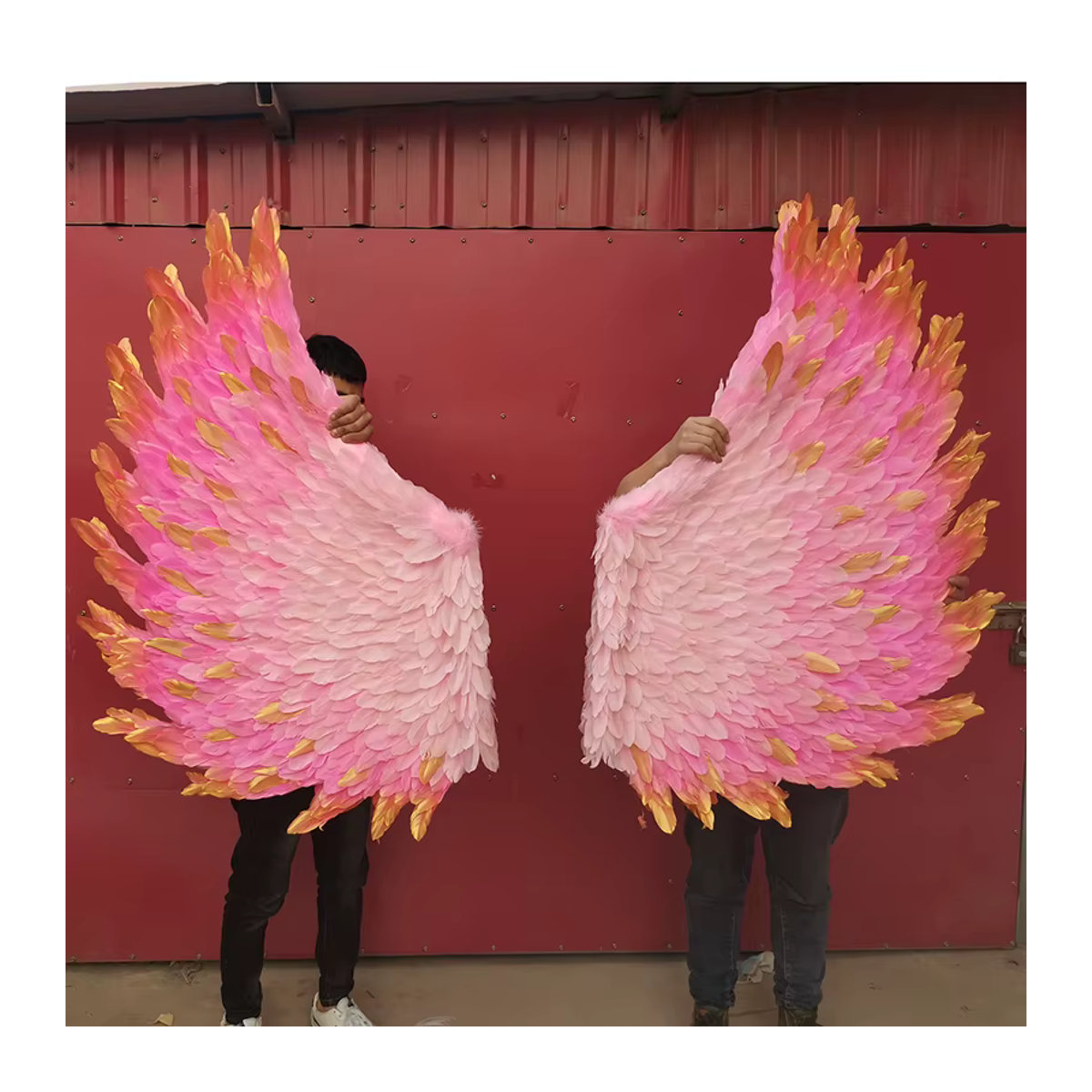 Cuscosplay Engelsflügel Wanddekoration aus rosa Federn für Hochzeit und Party - Bild 3
