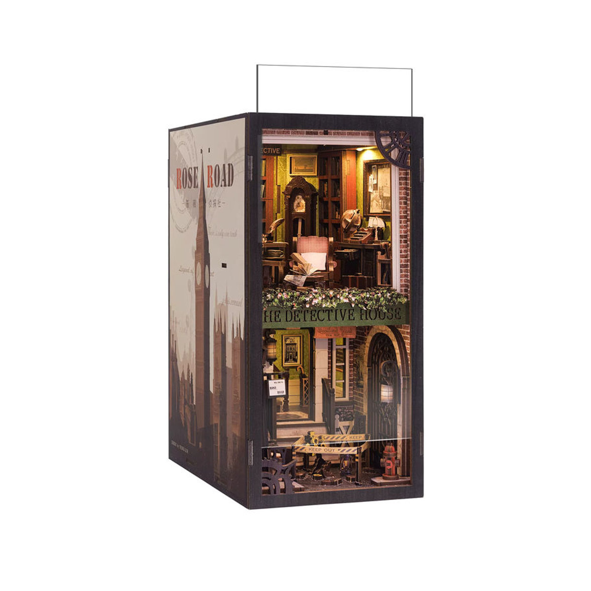 CUTEBEE 3D Book Nook Kit Rose Detective Agency Mystery Scene DIY Holz-Bücherregal Einsatz mit Staubschutz in Mehrfarbig - Bild 7