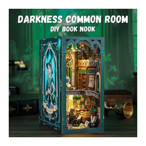 CUTEBEE Buchecke Miniatur-Puppenhaus 3D-Holzpuzzle mit LED-Nachtlicht als dekorative Buchstütze in Vintage-Optik, mehrfarbig