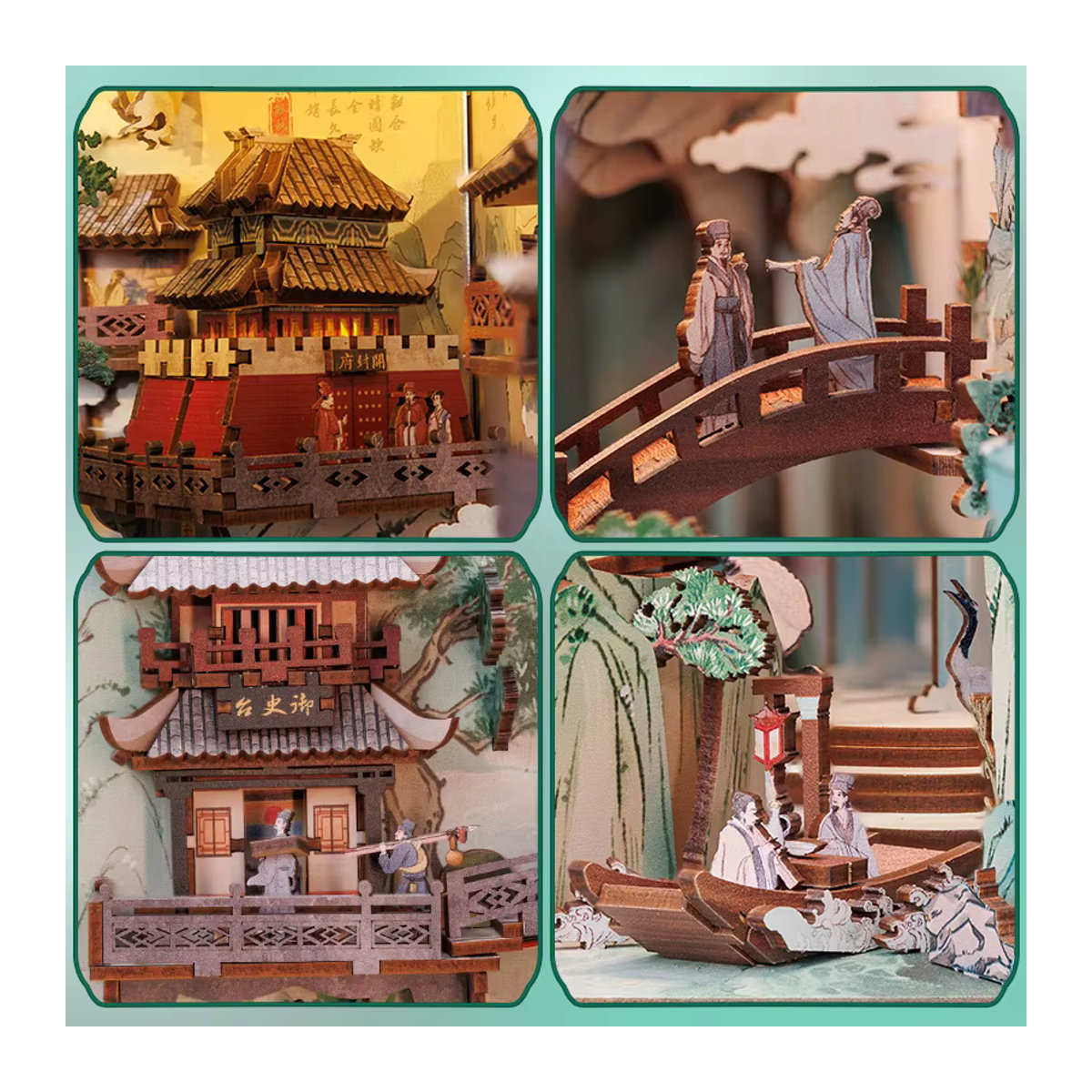 CUTEBEE DIY Holz Buch Nook Regal Einsatz Miniatur Bausatz als 3D Puppenhaus Buchstütze für Erwachsene in Mehrfarbig - Bild 4