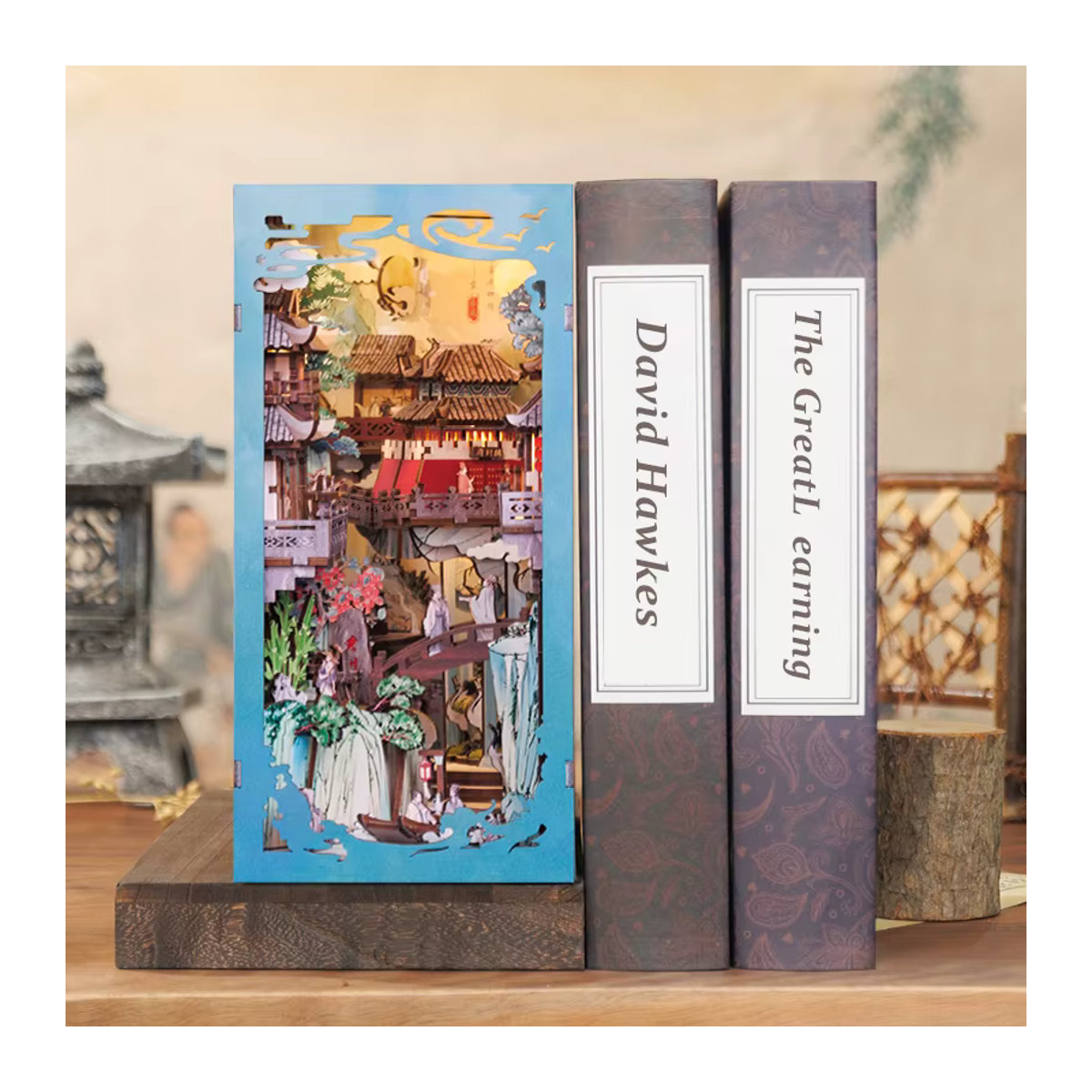 CUTEBEE DIY Holz Buch Nook Regal Einsatz Miniatur Bausatz als 3D Puppenhaus Buchstütze für Erwachsene in Mehrfarbig - Bild 5