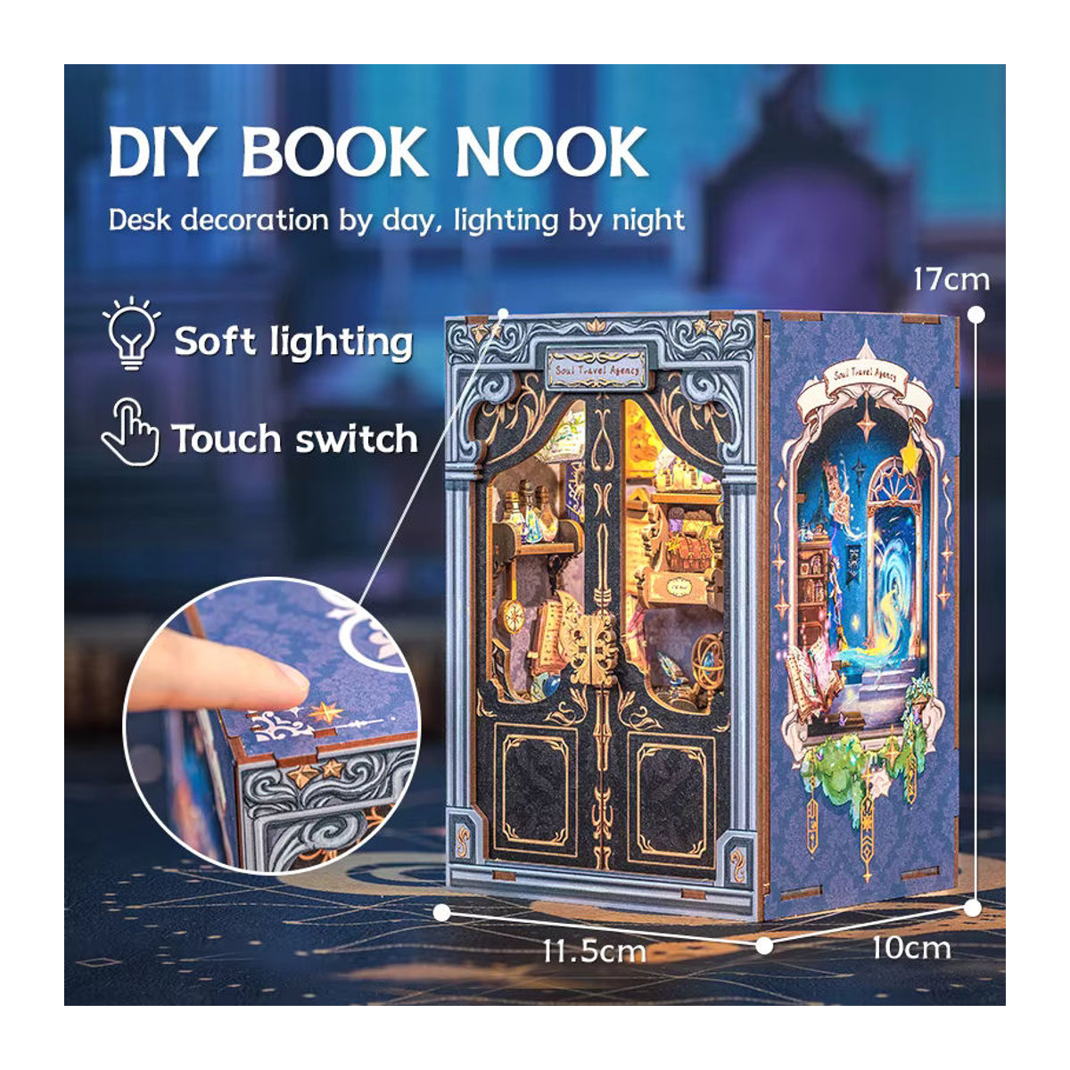 Cutebee DIY Mini Puppenhaus Booknook 3D Puzzle aus Holz mit Licht Reisebüro Design in Mehrfarbig - Bild 5