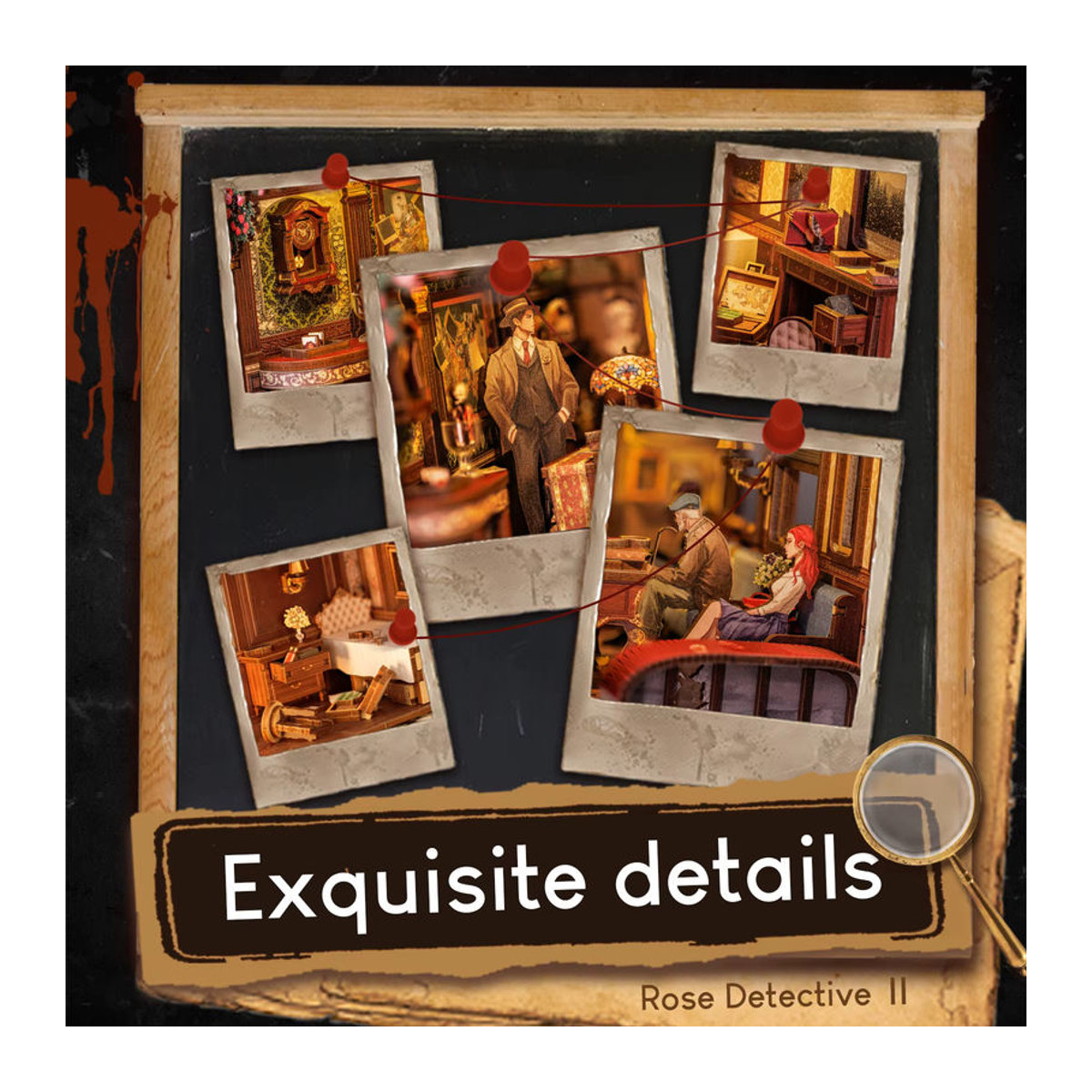 CUTEBEE DIY-Puppenhaus-Bücherregal aus Holz, Miniatur-Buchecke-Set mit staubdichter Abdeckung in Vintage-Optik, mehrfarbig - Bild 5