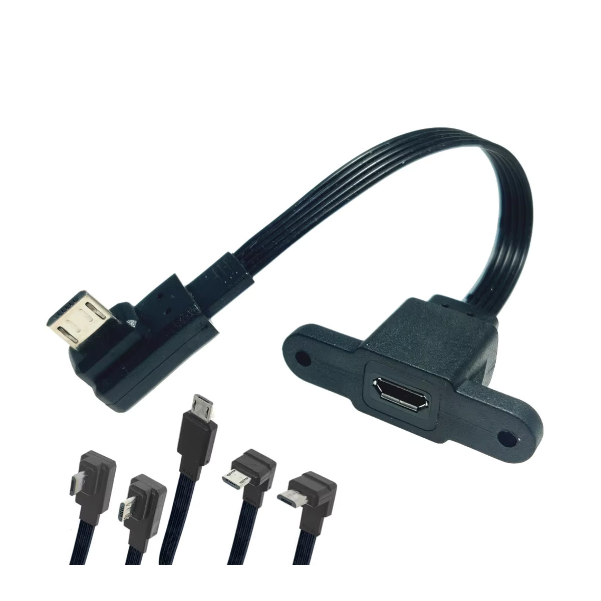 CY MicroUSB-Panel-Montagestecker weiblich 5-polig in Schwarz mit Schraubenlöchern - Bild 2