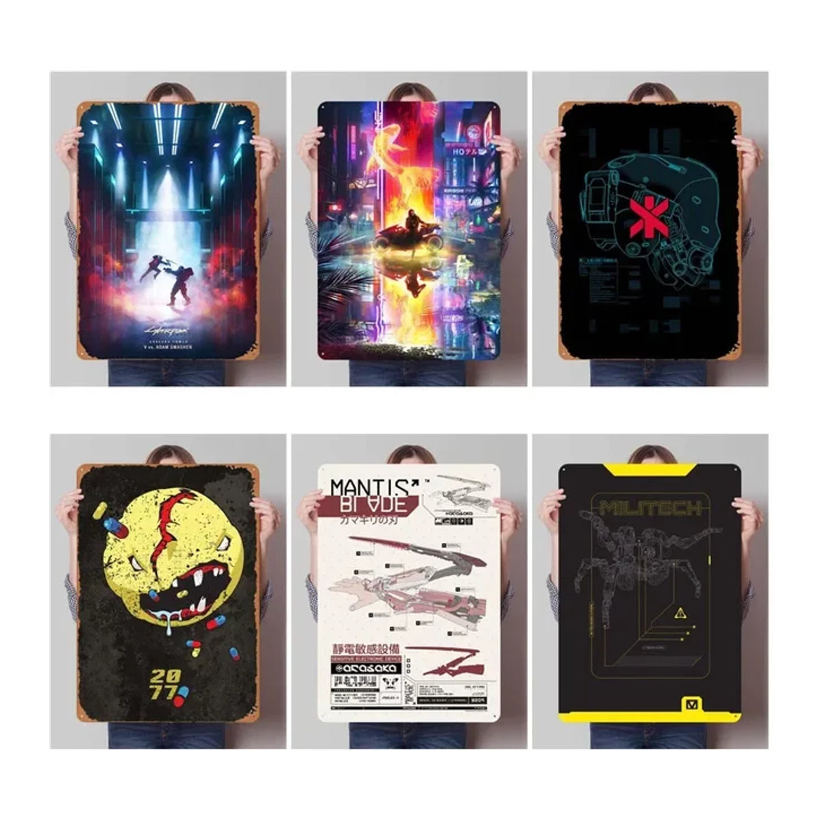 Cyberpunk Metallschild Retro Gaming-Poster für deine Raumdekoration, mehrfarbig, B/H: 30 x 20 cm - Bild 1