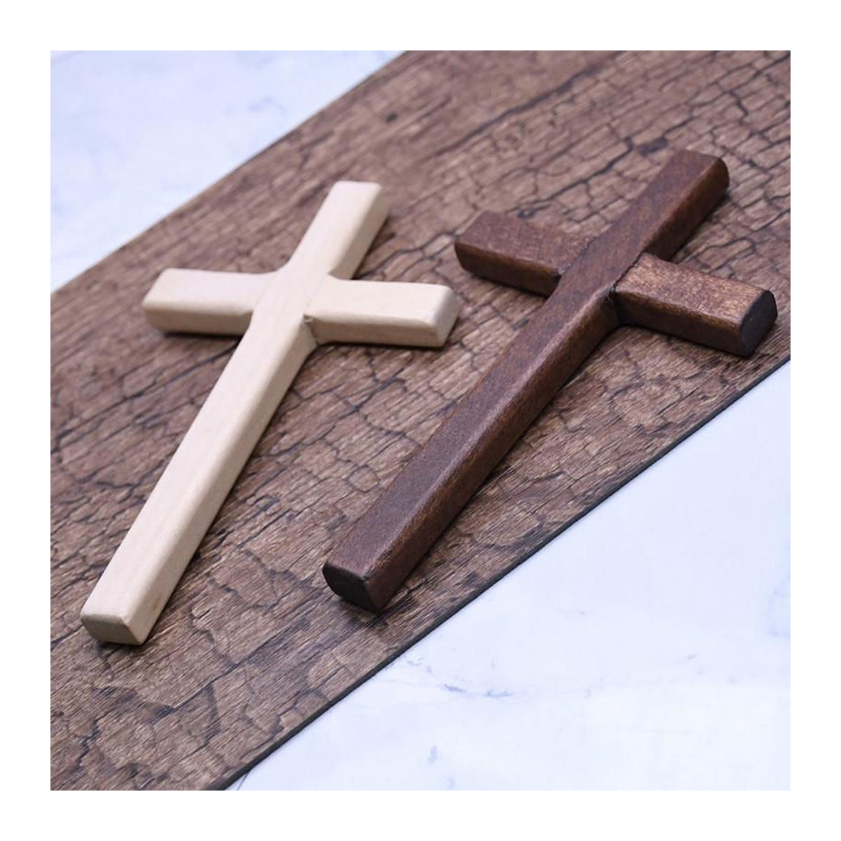 Cycadd Christliches Holzkreuz in Braun zur Wanddekoration, Höhe: 12 cm - Bild 3