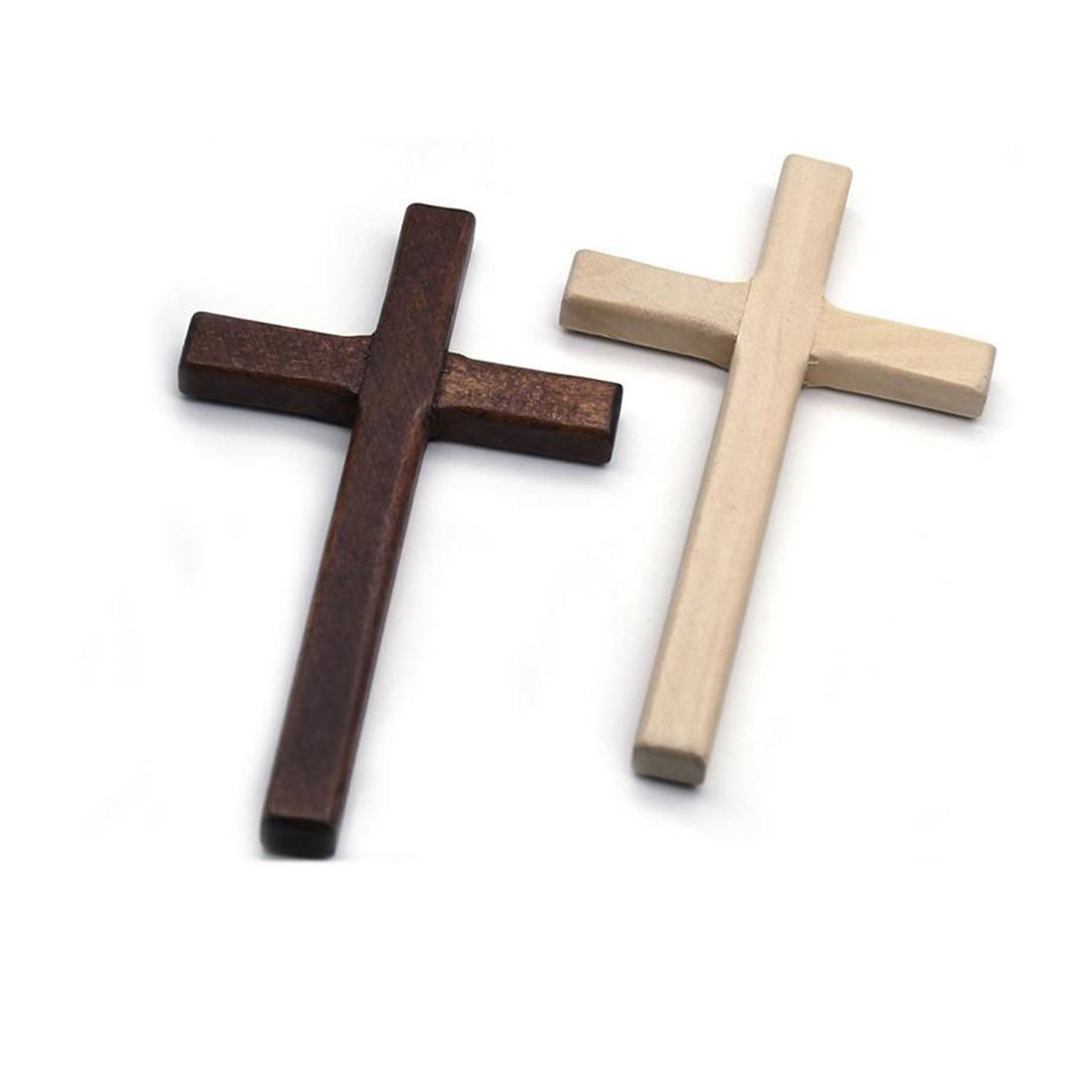 Cycadd Christliches Holzkreuz in Braun zur Wanddekoration, minimalistisches Kruzifix zum Aufhängen - Bild 1