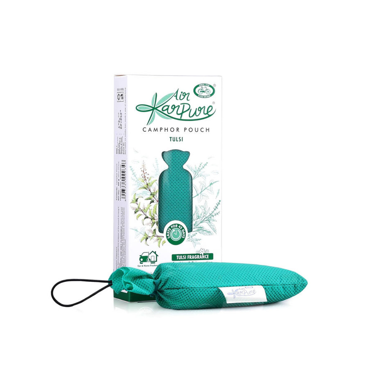 Cycle Pure Karpure Kampferbeutel Set mit 2 Lufterfrischern für Zuhause, Kleiderschrank, Büro und Auto in Thulsi und Blumiger Moschus, 120 g - Bild 1
