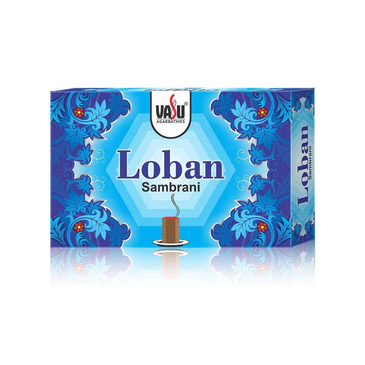 Cycle Pure Vasu Loban Sambrani Dhoop Tassen Set mit Bräterplatte, 4 Packungen à 70 Stück, Blau, Floral, Orientalisch - Bild 2