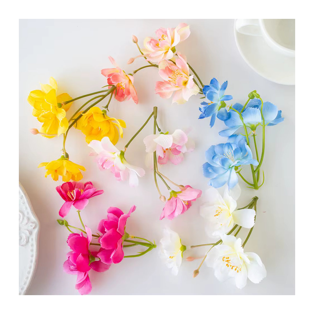CYJT Künstliche Jasmin Blumen aus Seide, Mehrfarbige Textil-Blumen für Hochzeitsstrauß und Dekoration - Bild 2