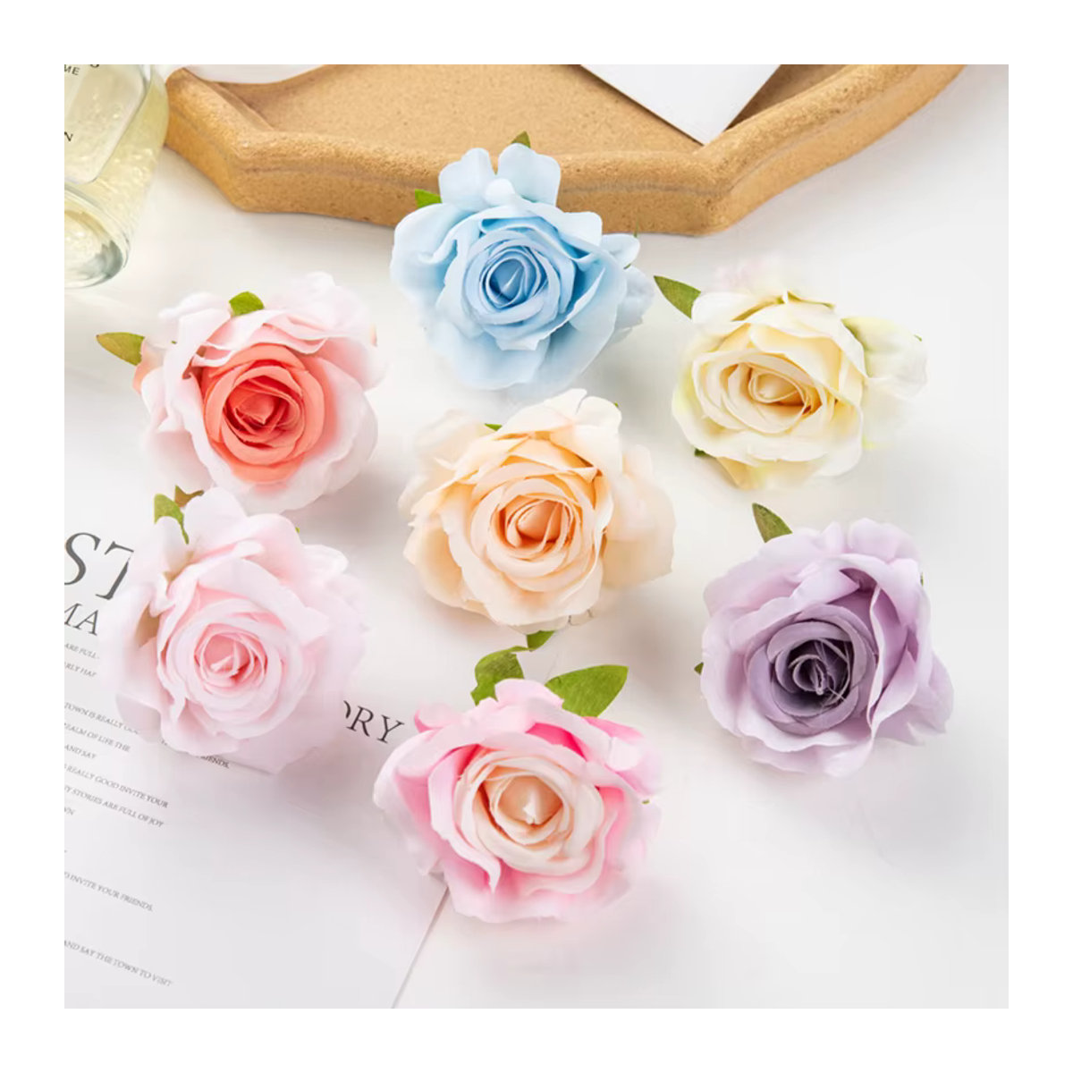 CYJT Künstliche Seidenrosen als Einzelstiele für Hochzeitsstrauß, Garten und DIY-Dekoration, Mehrfarbig - Bild 3