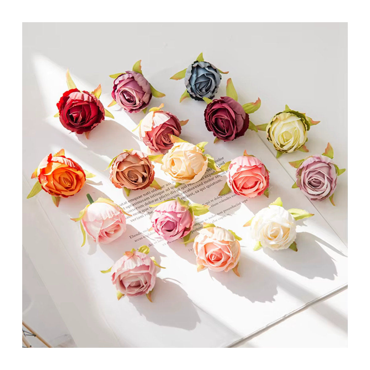 CYJT Künstliche Seidenrosen Tee Knospen als Einzelstiele für Hochzeitskränze, Weihnachtsdekoration und DIY Scrapbooking, mehrfarbig - Bild 1