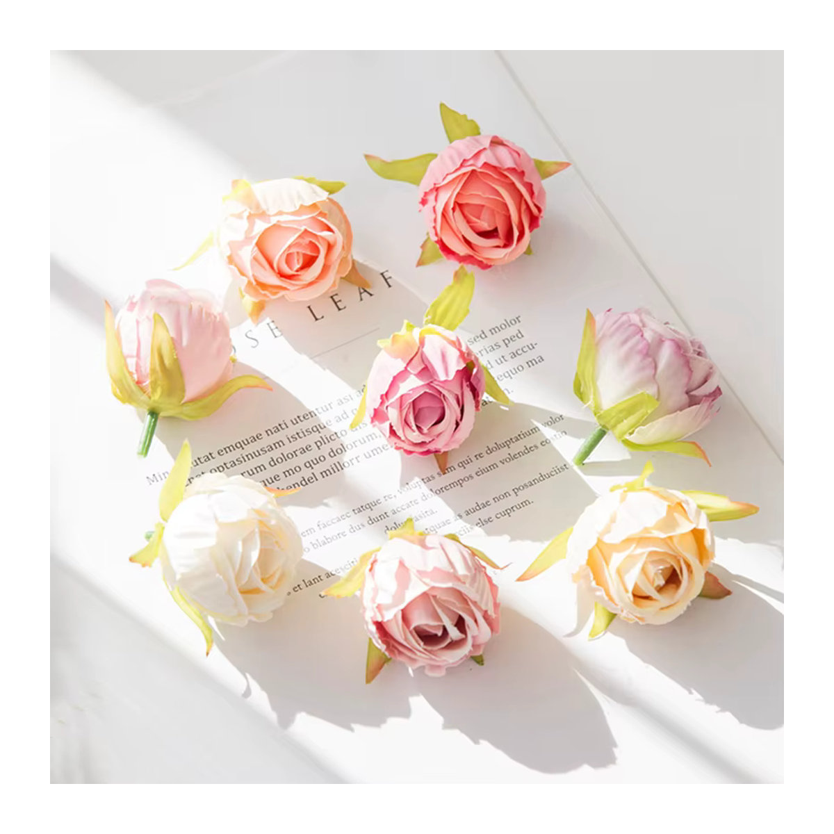 CYJT Künstliche Seidenrosen Tee Knospen als Einzelstiele für Hochzeitskränze, Weihnachtsdekoration und DIY Scrapbooking, mehrfarbig - Bild 3