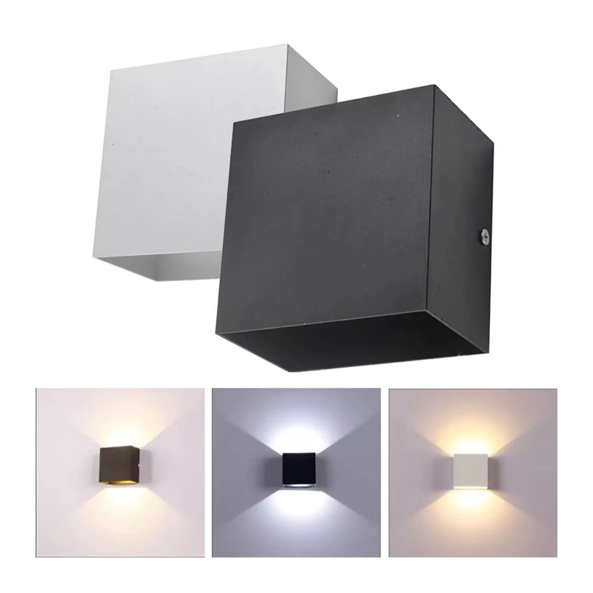 CYLRDXK Moderne LED Wandleuchte aus Aluminium in Schwarz, IP65 Wasserdicht, 12W Cube Design für Indoor und Outdoor - Bild 3