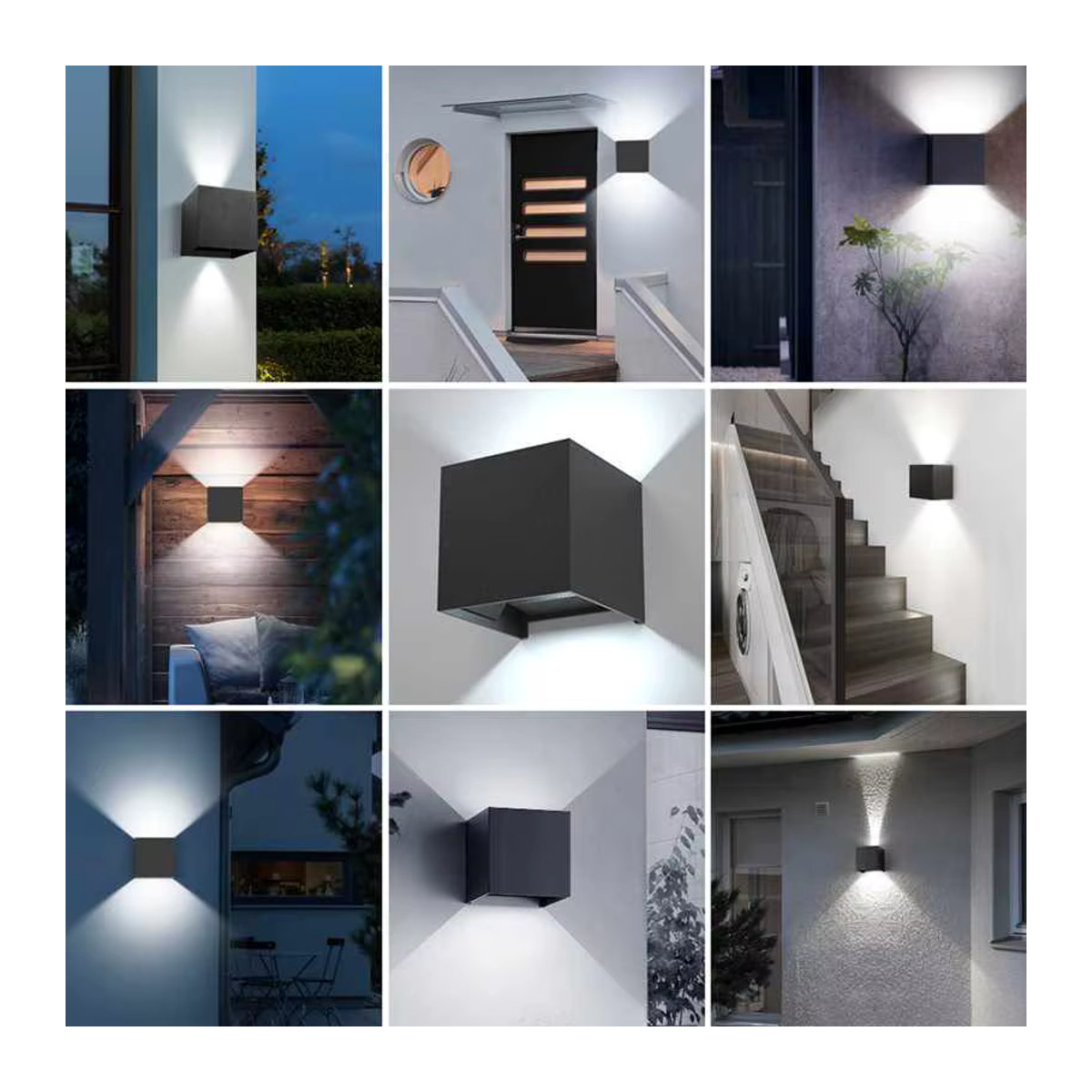 CYLRDXK Moderne LED Wandleuchte aus Aluminium in Schwarz, IP65 Wasserdicht, 12W Cube Design für Indoor und Outdoor - Bild 5