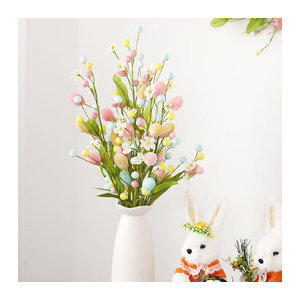 Cyuan Dekorativer Osterstrauß mit künstlichen Beeren und Ostereiern in Mehrfarbig für Ostern und Frühling
