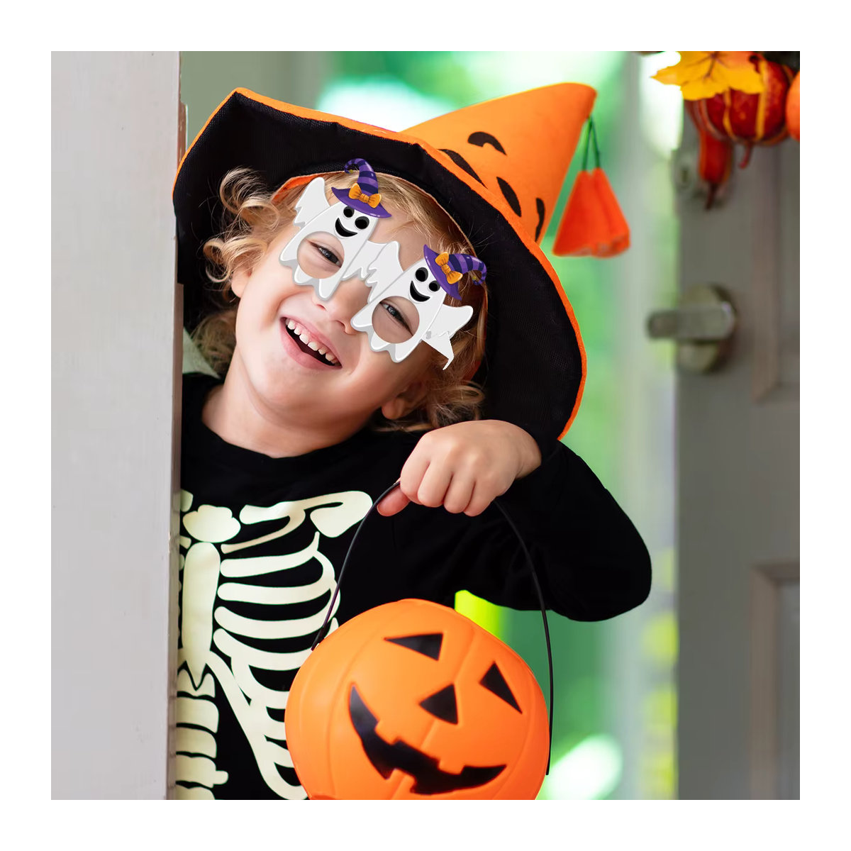 Cyuan Halloween Papierbrillen mit Spinne, Kürbis, Fledermaus und Geist für Cosplay und Party Dekoration, Mehrfarbig - Bild 2
