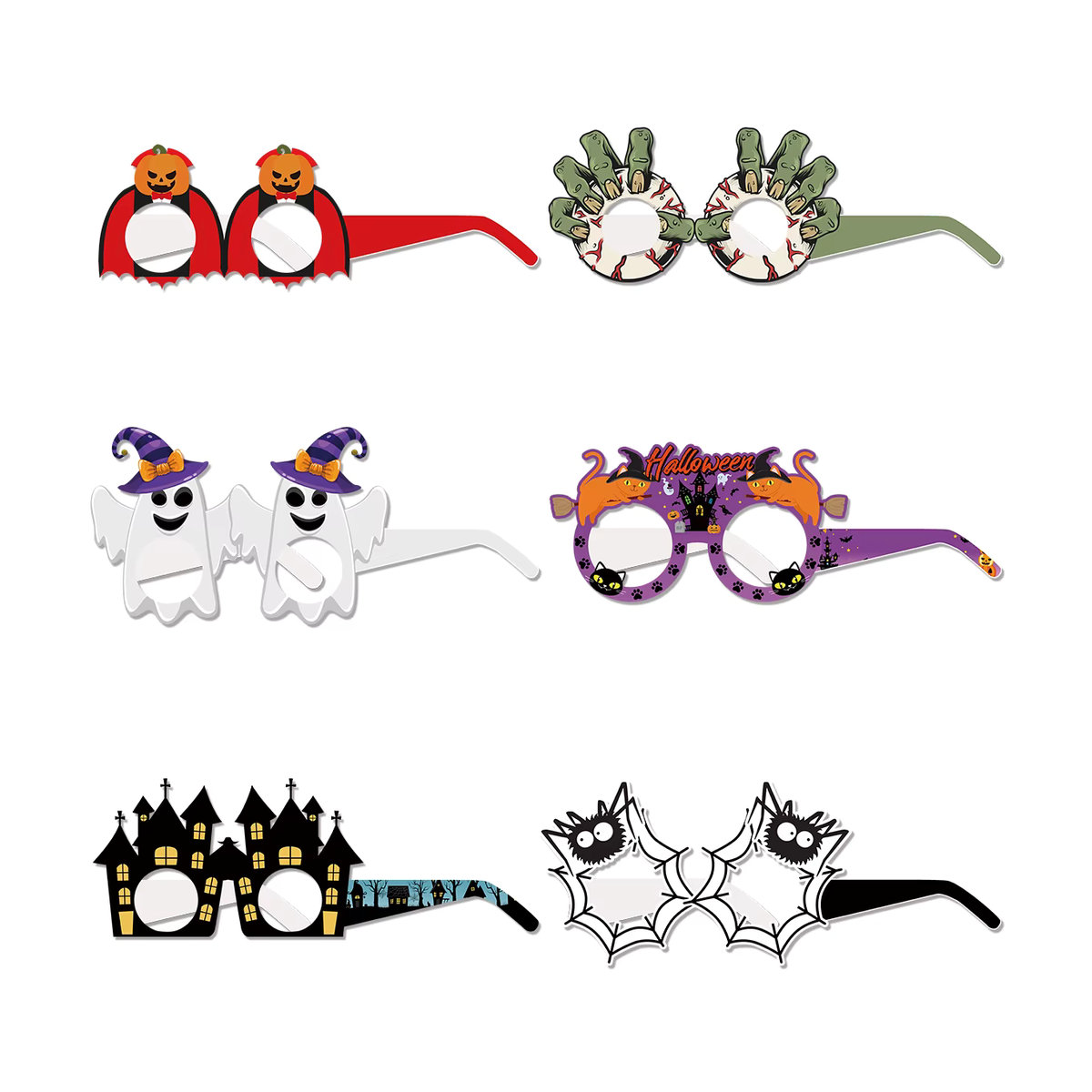 Cyuan Halloween Papierbrillen mit Spinne, Kürbis, Fledermaus und Geist für Cosplay und Party Dekoration, Mehrfarbig - Bild 3