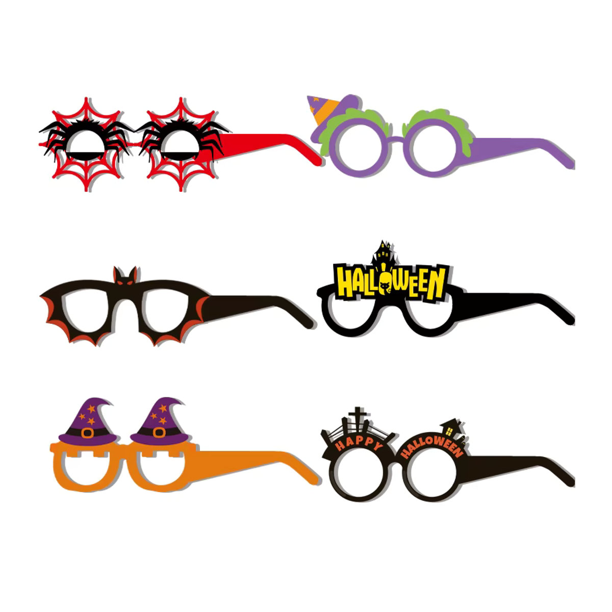 Cyuan Halloween Papierbrillen mit Spinne, Kürbis, Fledermaus und Geist für Cosplay und Party Dekoration, Mehrfarbig - Bild 4
