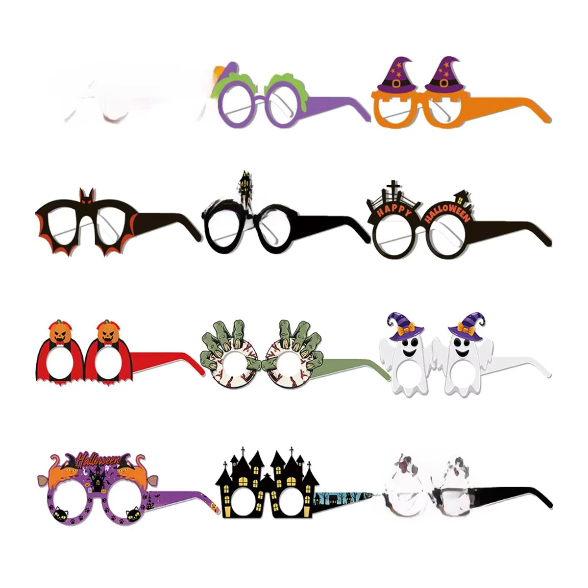 Cyuan Halloween Papierbrillen mit Spinne, Kürbis, Fledermaus und Geist für Cosplay und Party Dekoration, Mehrfarbig - Bild 5