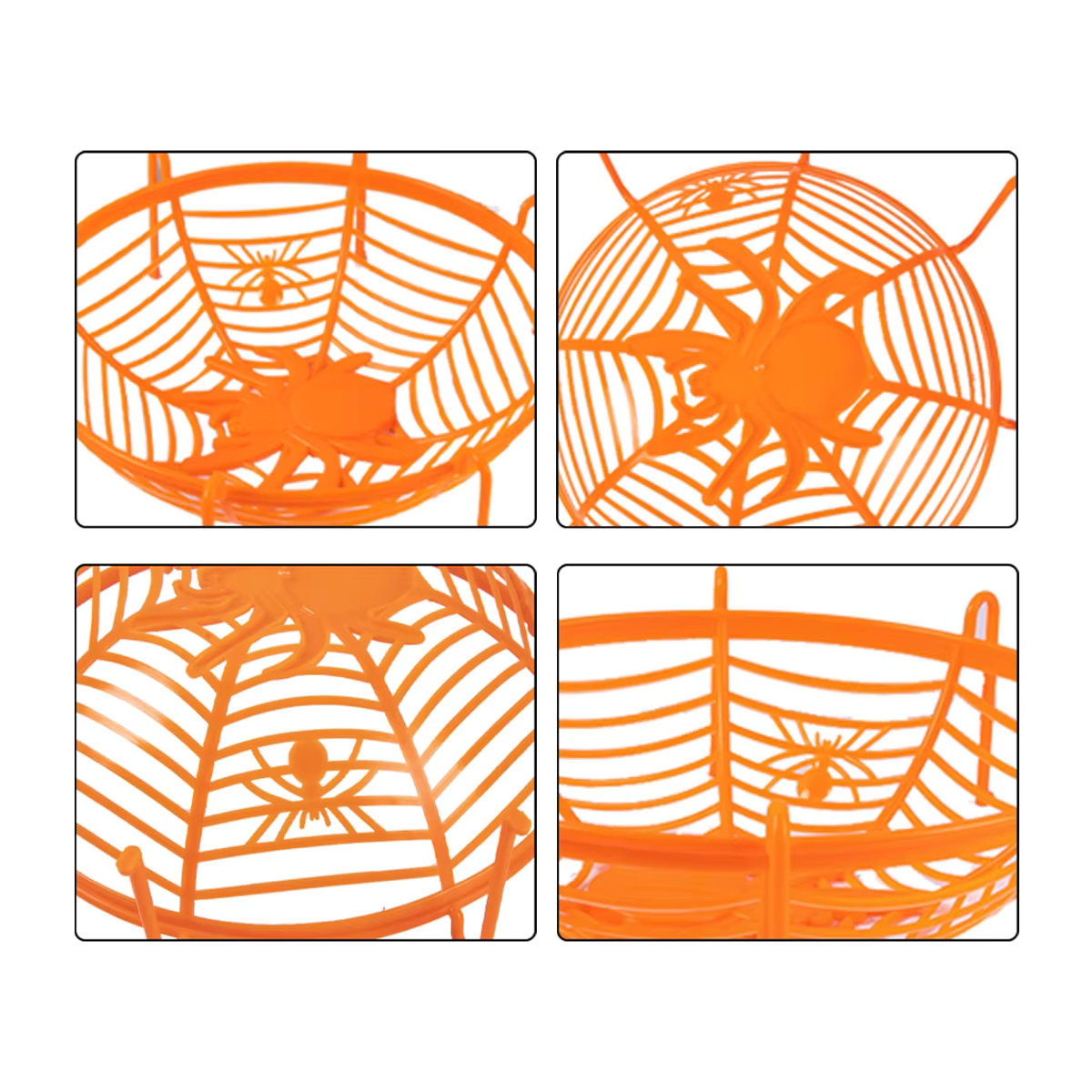 Cyuan Halloween Süßigkeitenkorb Spinnennetz Obstschale aus Kunststoff in Schwarz Orange und Lila für Kinder und Partydeko - Bild 3