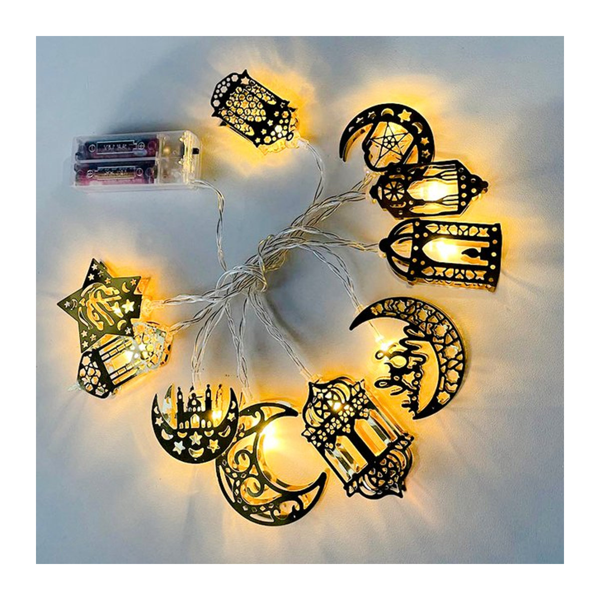 Cyuan LED Ramadan Dekoration Mond und Sterne Lichterkette in Gelb für EID Mubarak und Ramadan Kareem - Bild 1