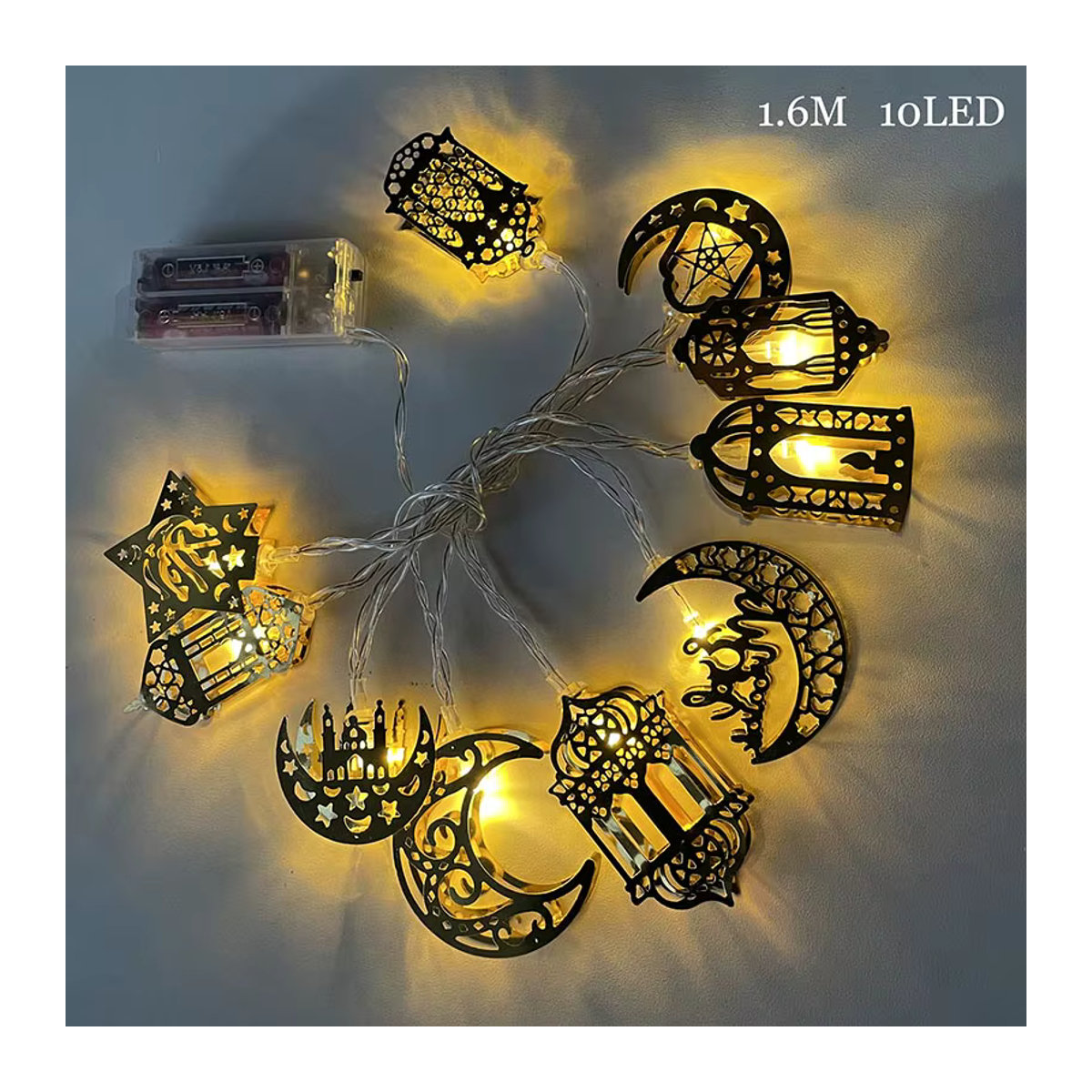 Cyuan LED Ramadan Dekoration Mond und Sterne Lichterkette in Gelb für EID Mubarak und Ramadan Kareem - Bild 2