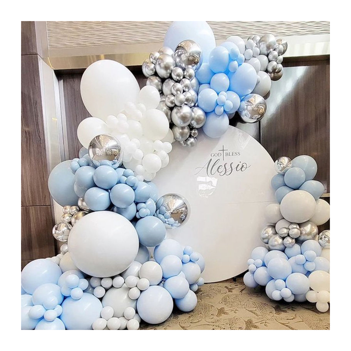Cyuan Luftballon Girlande Bogen Kit in Blau, Beige und Grau für Geburtstag, Hochzeit oder Baby Shower Dekoration - Bild 1