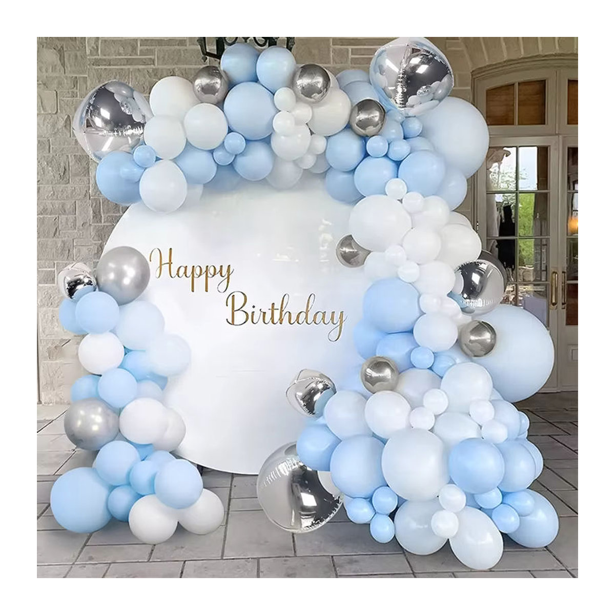 Cyuan Luftballon Girlande Bogen Kit in Blau, Beige und Grau für Geburtstag, Hochzeit oder Baby Shower Dekoration - Bild 2