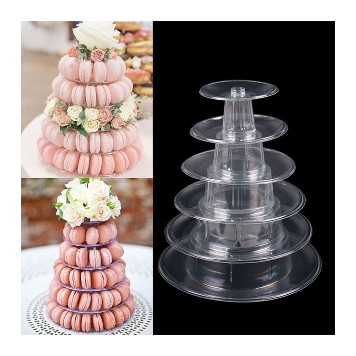 Cyuan Macaron Turm Dessert Display Rack aus Kunststoff, 10 Ebenen, Rund, Transparent, Minimalistisches Design für Hochzeit und Geburtstag - Bild 1
