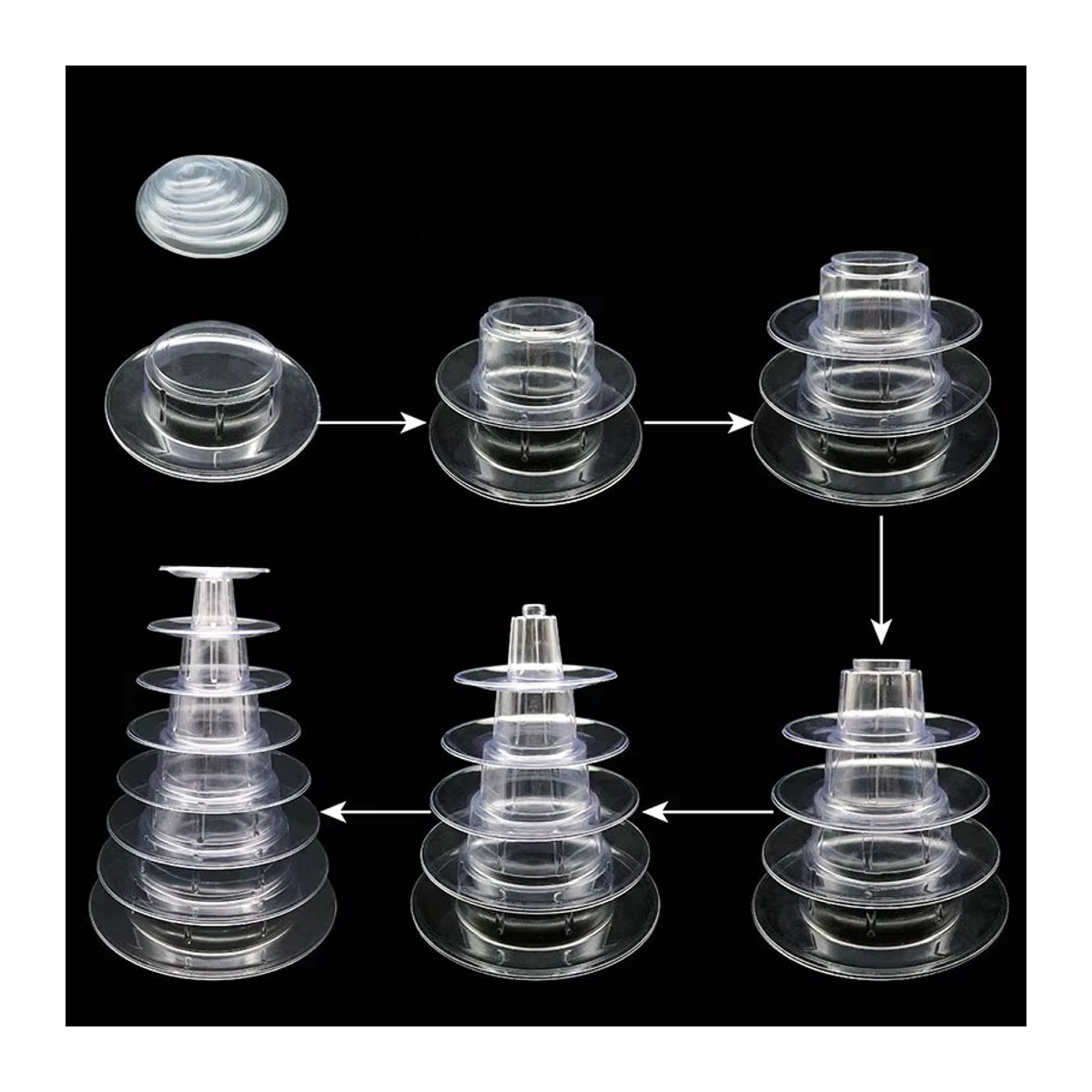 Cyuan Macaron Turm Dessert Display Rack aus Kunststoff, 10 Ebenen, Rund, Transparent, Minimalistisches Design für Hochzeit und Geburtstag - Bild 3