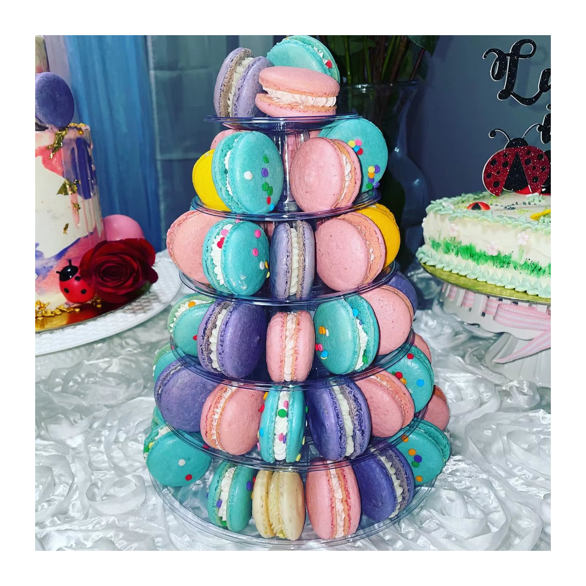Cyuan Macaron Turm Dessert Display Rack aus Kunststoff, 10 Ebenen, Rund, Transparent, Minimalistisches Design für Hochzeit und Geburtstag - Bild 5
