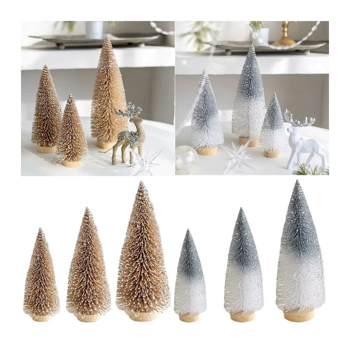 Cyuan Mini Kiefern Weihnachtsbaum künstlich mit Schnee Effekt in Weiß für deine Tischdekoration - Bild 4