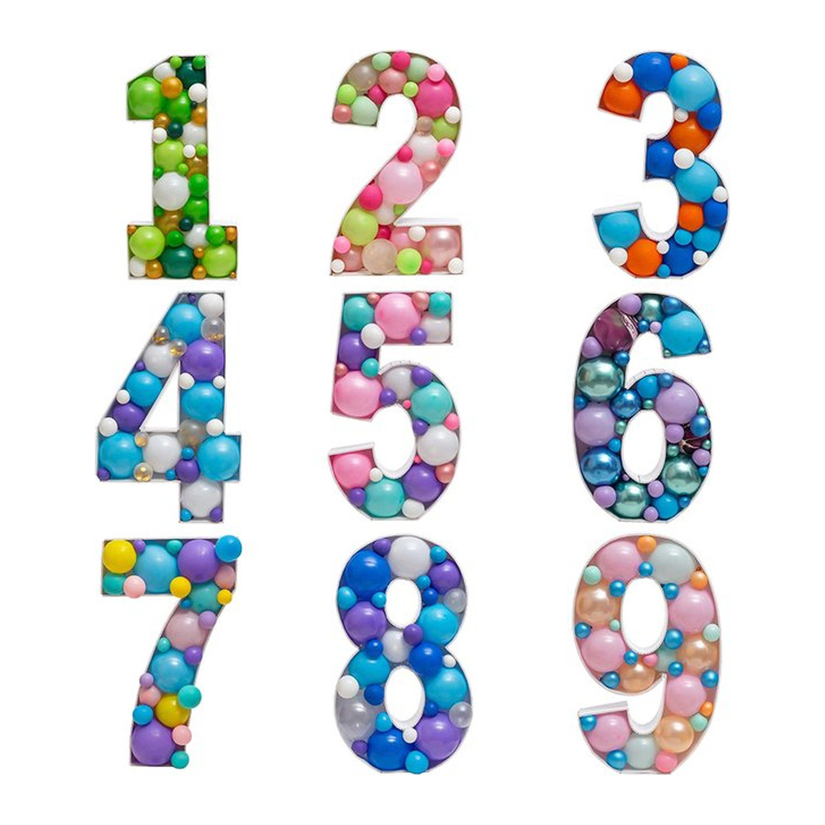 Cyuan Mosaik Ballon Rahmen als riesige Geburtstagsfigur zur Dekoration, mehrfarbig, Höhe: 73 cm bis 100 cm - Bild 1