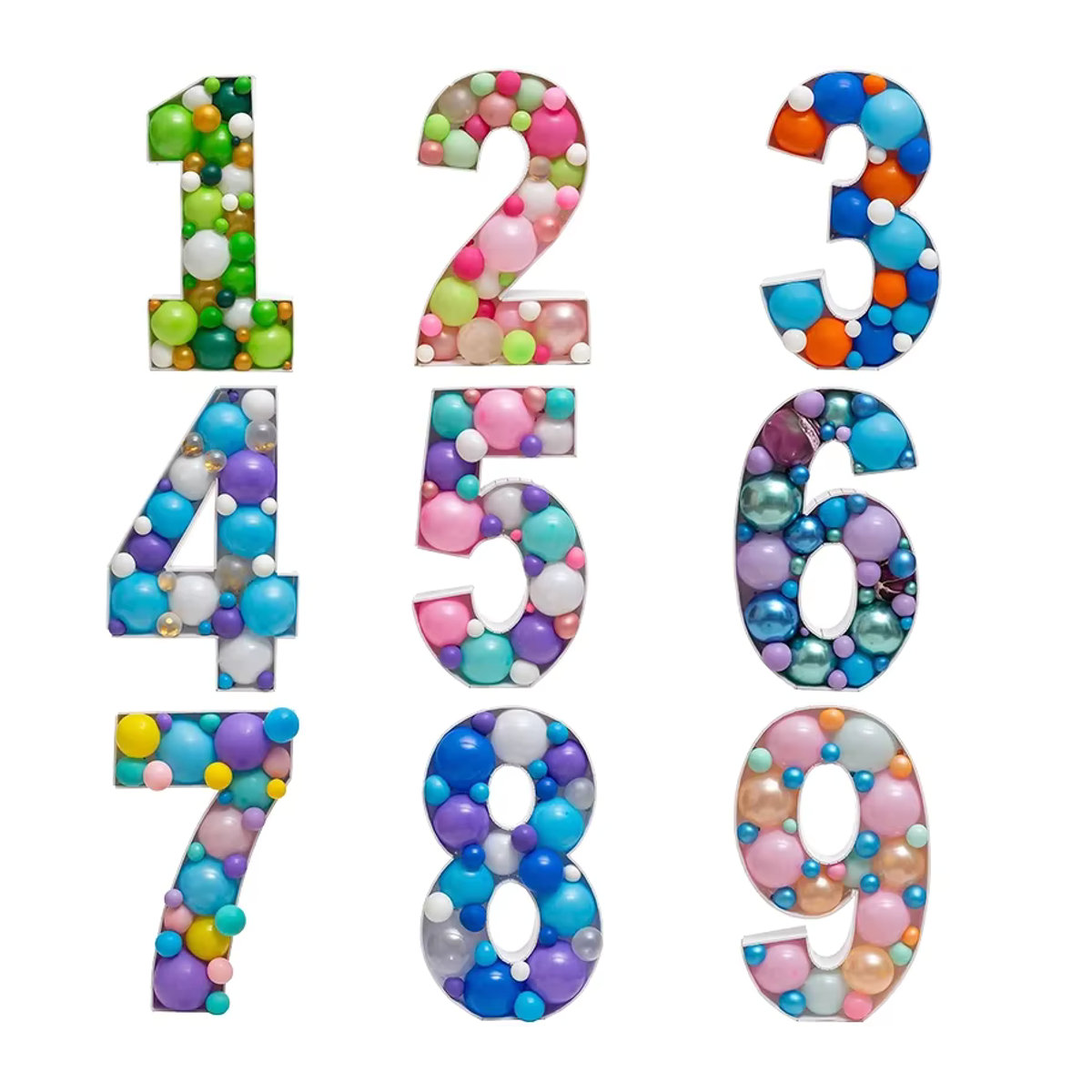 Cyuan Mosaik Ballon Rahmen als riesige Geburtstagsfigur zur Dekoration, mehrfarbig, Höhe: 73 cm bis 100 cm - Bild 4