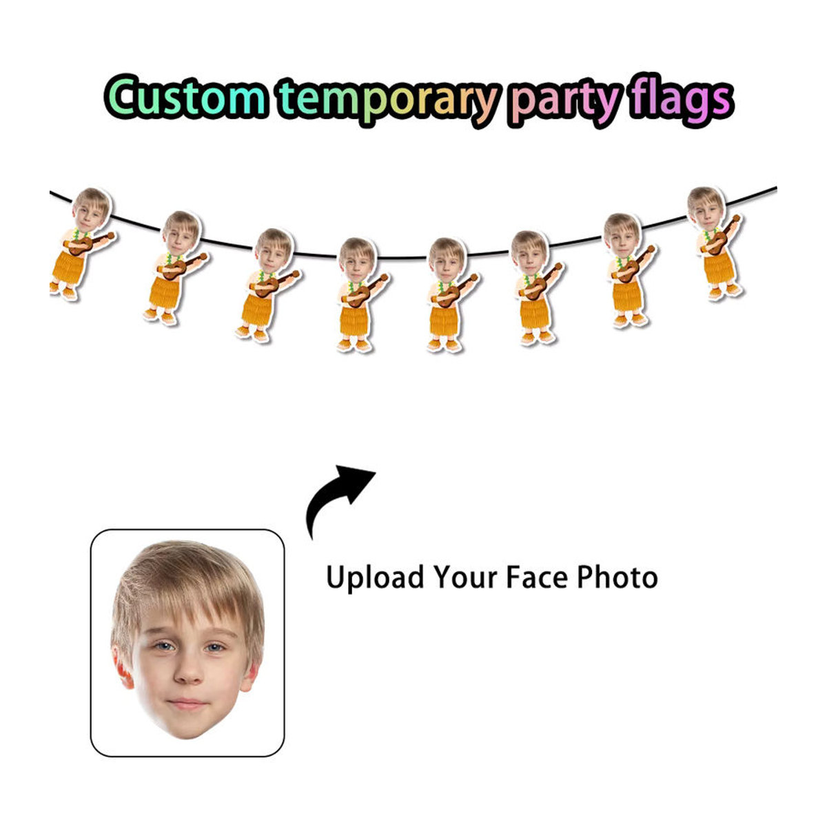 Cyuan Personalisierte Hawaii Party Deko Set aus Papier mit Banner, Trinkhalmen und Cupcake Toppern in Mehrfarbig für deinen Aloha Luau Geburtstag - Bild 2