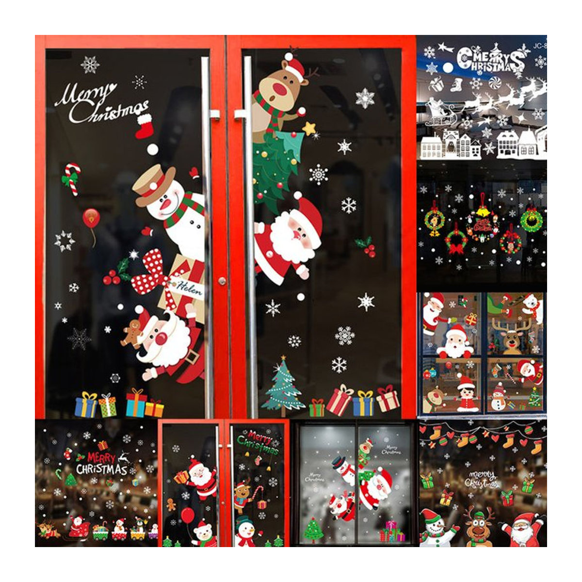 Cyuan Weihnachts Fensteraufkleber Mehrfarbig für Wand und Fenster zur Weihnachts- und Neujahrsdekoration - Bild 1
