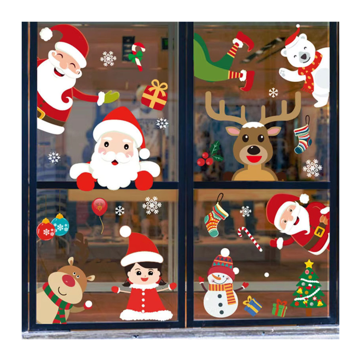 Cyuan Weihnachts Fensteraufkleber Mehrfarbig für Wand und Fenster zur Weihnachts- und Neujahrsdekoration - Bild 3
