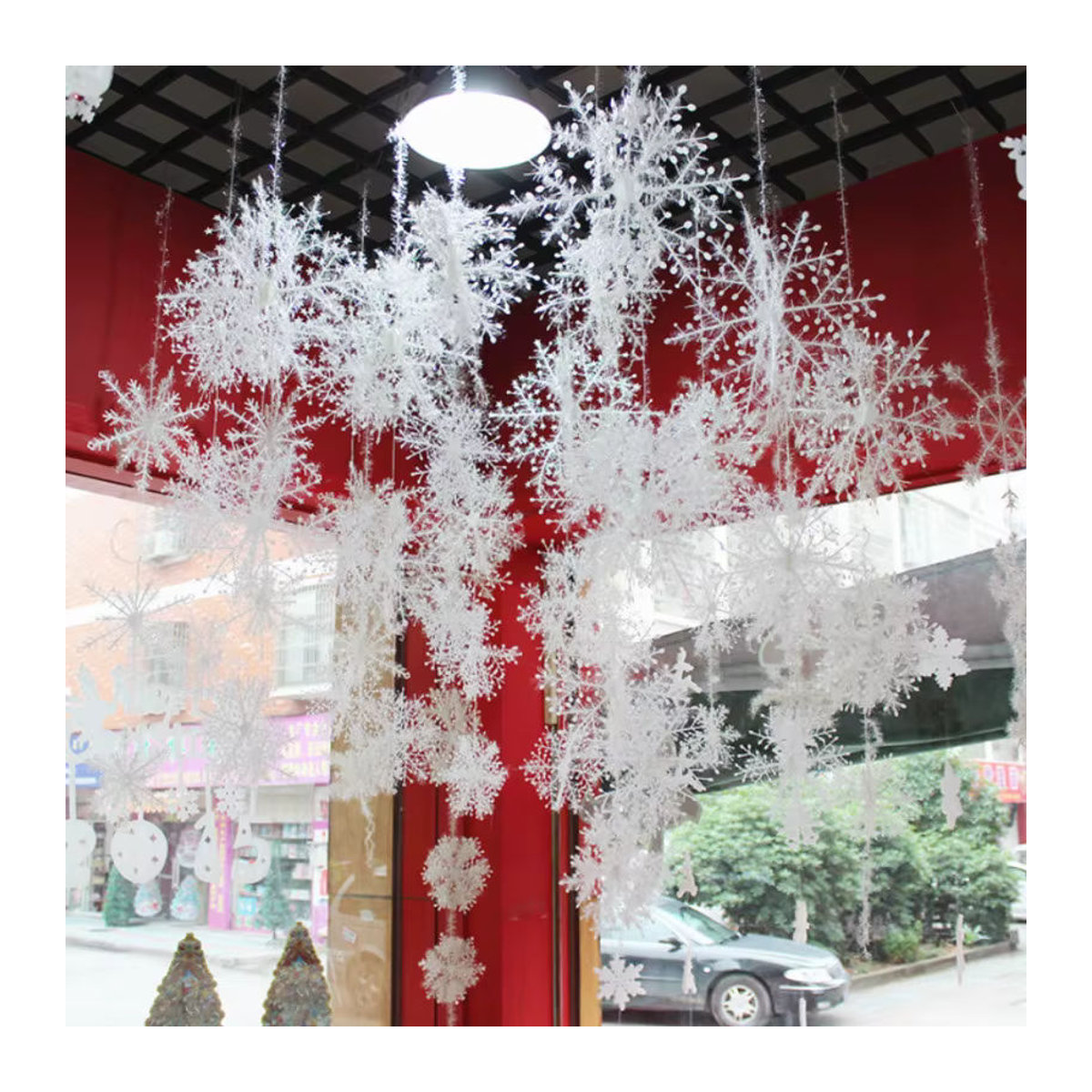 Cyuan Weihnachtsdekoration Künstliche Schneeflocken in Weiß zum Aufhängen für deinen Weihnachtsbaum - Bild 5