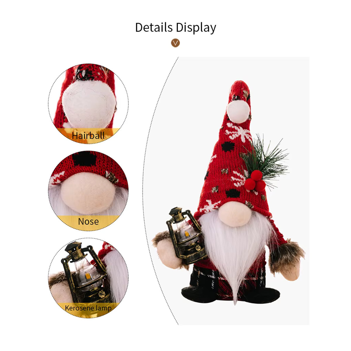 Cyuan Weihnachtsgnom in Rot im skandinavischen Design als große Plüsch-Dekoration für dein Zuhause - Bild 3