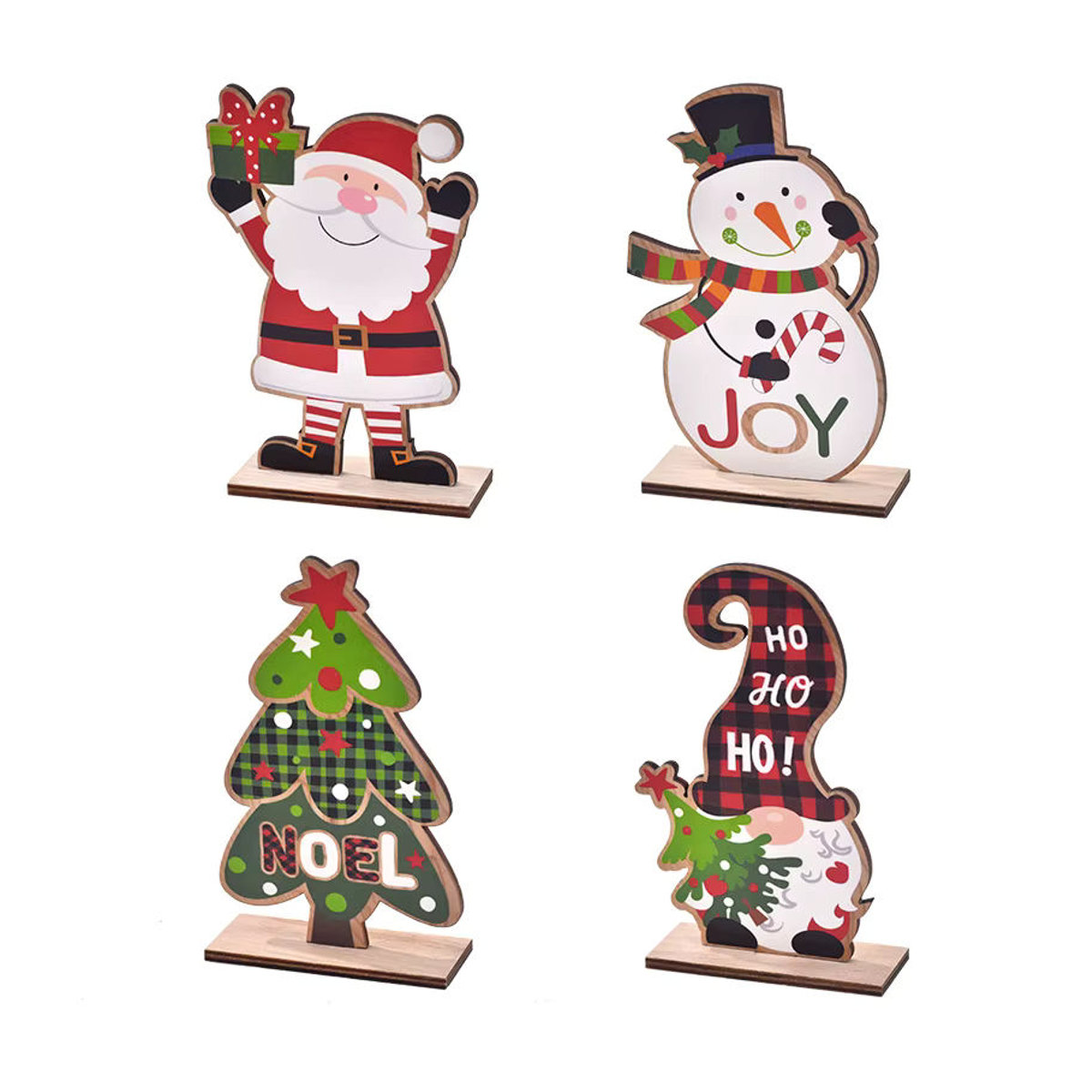 Cyuan Weihnachtsmann Holzfigur als dekorativer Gnom für deine Weihnachtsdekoration, mehrfarbig - Bild 3
