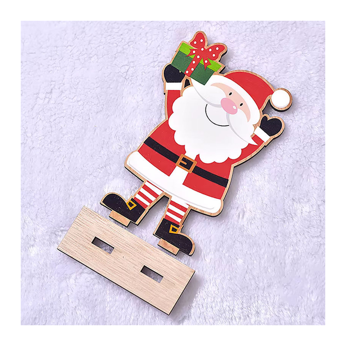 Cyuan Weihnachtsmann Holzfigur als dekorativer Gnom für deine Weihnachtsdekoration, mehrfarbig - Bild 6