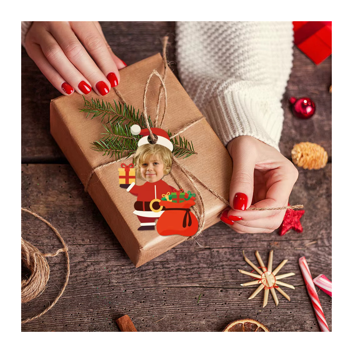 Cyuan Weihnachtsmann Papier-Hängeornament für Weihnachten, mehrfarbig - Bild 4