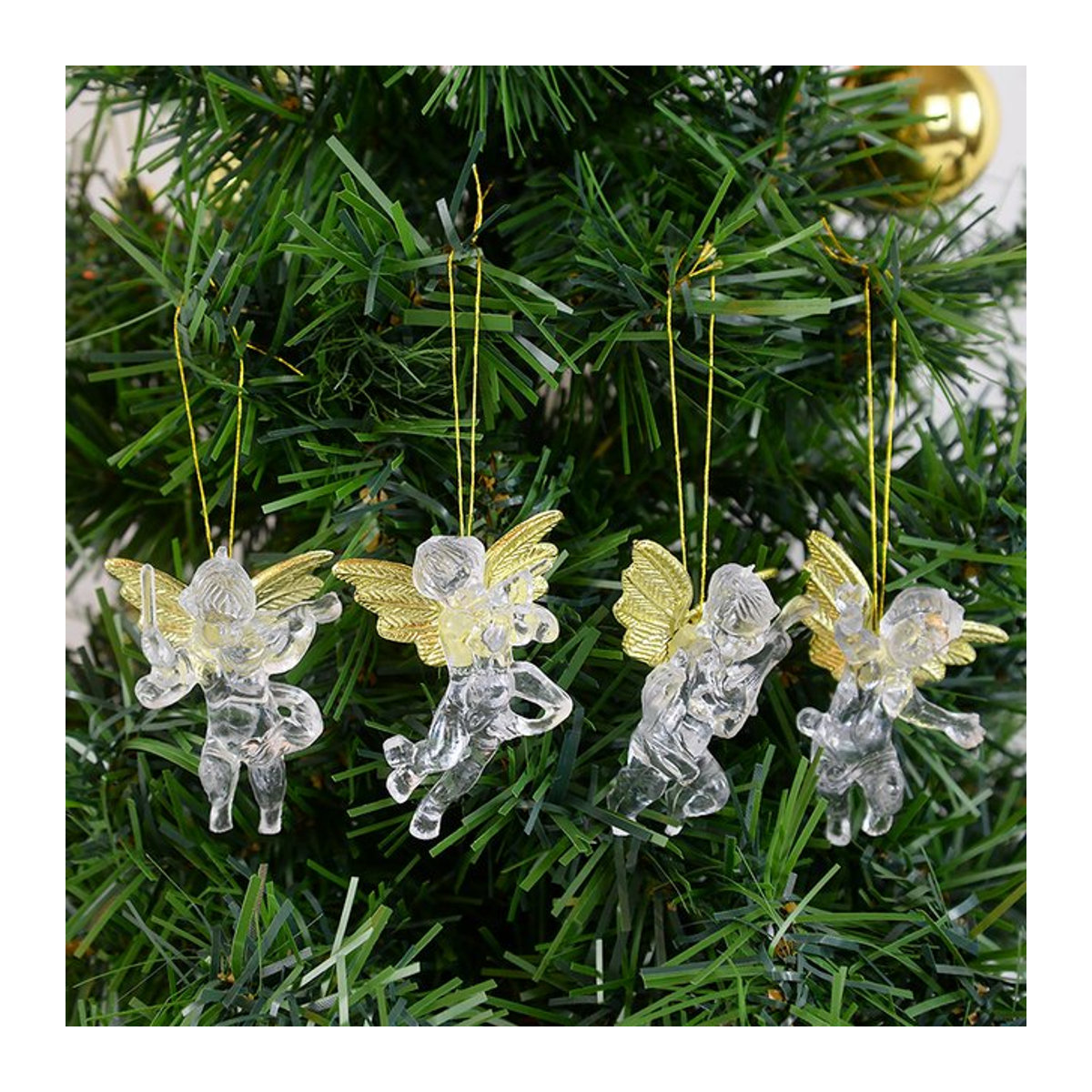 CYZIWEIN 4er Set Kristall Engel Hängeornamente aus Glas in Transparent für Weihnachtsbaum und DIY Dekoration - Bild 1