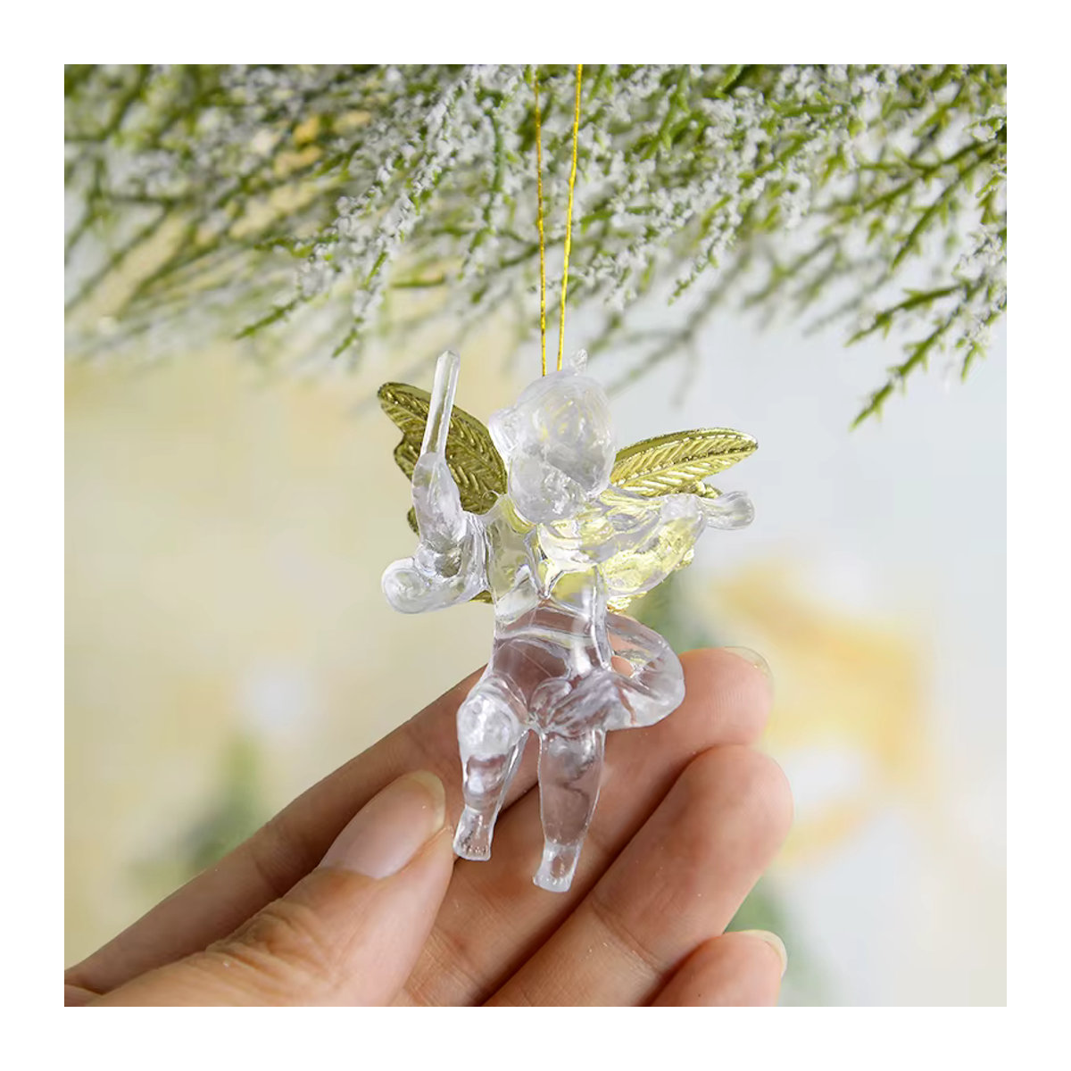 CYZIWEIN 4er Set Kristall Engel Hängeornamente aus Glas in Transparent für Weihnachtsbaum und DIY Dekoration - Bild 2