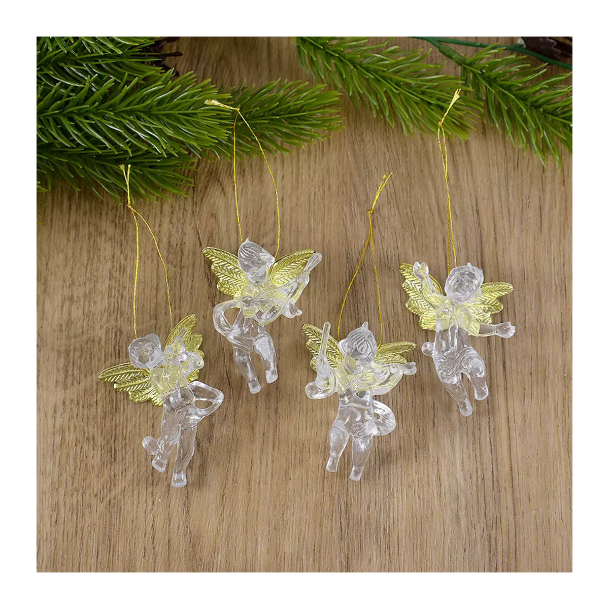 CYZIWEIN 4er Set Kristall Engel Hängeornamente aus Glas in Transparent für Weihnachtsbaum und DIY Dekoration - Bild 3